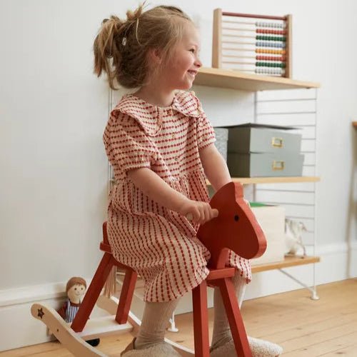 Kids Concept - Rocking Toys - Rocking Horse Orange Red - Tummy Time