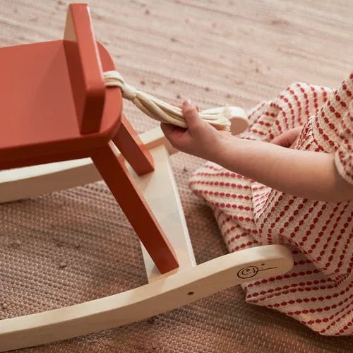 Kids Concept - Rocking Toys - Rocking Horse Orange Red - Tummy Time