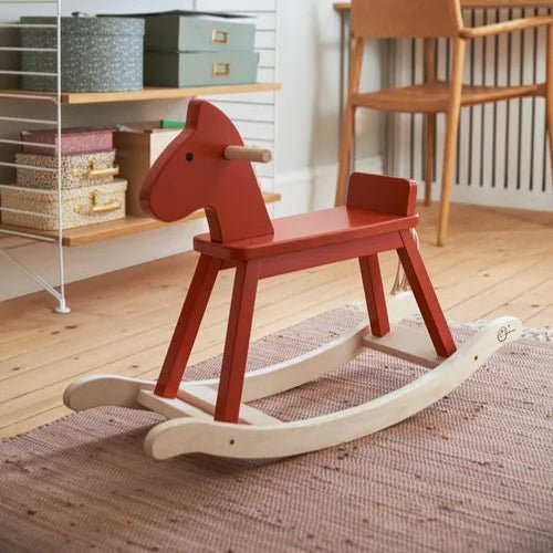Kids Concept - Rocking Toys - Rocking Horse Orange Red - Tummy Time