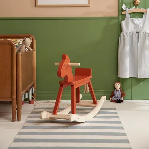 Kids Concept - Rocking Toys - Rocking Horse Orange Red - Tummy Time