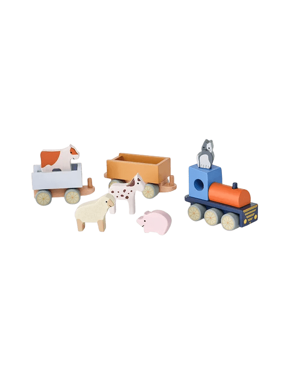 Kids Concept - Role Play Toys - Farm Animal Train - Tummy Time