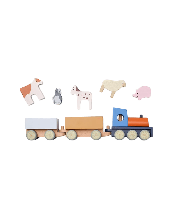 Kids Concept - Role Play Toys - Farm Animal Train - Tummy Time