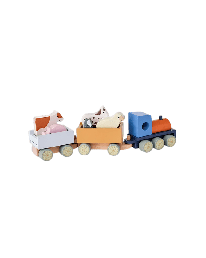Kids Concept - Role Play Toys - Farm Animal Train - Tummy Time