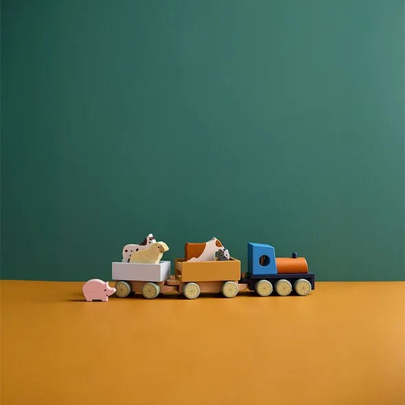 Kids Concept - Role Play Toys - Farm Animal Train - Tummy Time