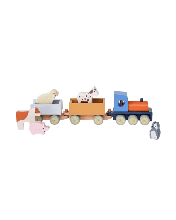 Kids Concept - Role Play Toys - Farm Animal Train - Tummy Time
