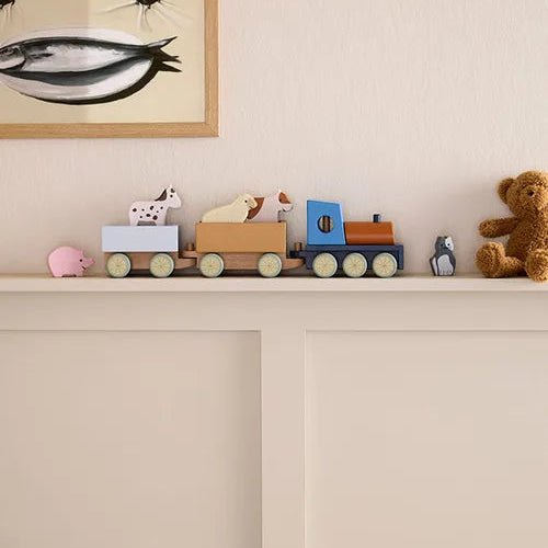 Kids Concept - Role Play Toys - Farm Animal Train - Tummy Time