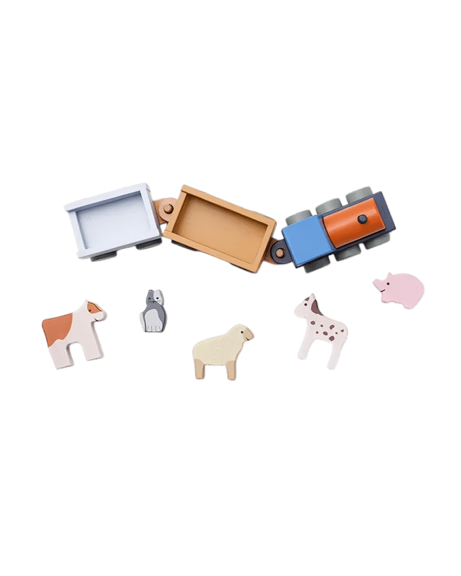 Kids Concept - Role Play Toys - Farm Animal Train - Tummy Time