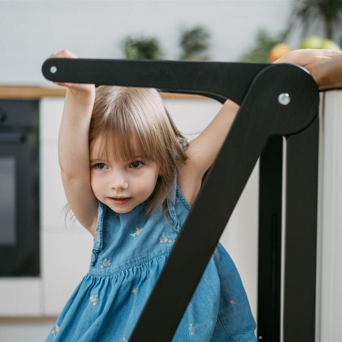 leg&go - Learning Towers - Foldable Learning Tower - Black - Tummy Time