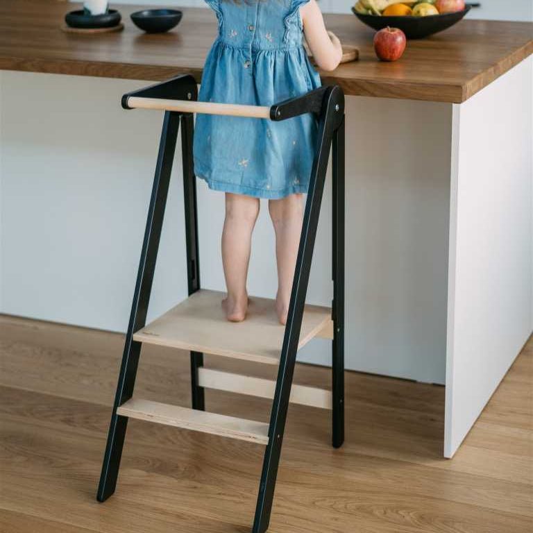 leg&go - Learning Towers - Foldable Learning Tower - Black - Tummy Time