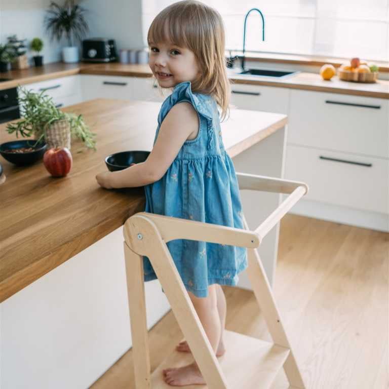 Leg&Go - Learning Towers - Foldable Learning Tower - Natural - Tummy Time