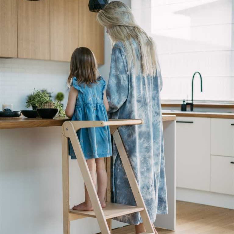 Leg&Go - Learning Towers - Foldable Learning Tower - Natural - Tummy Time
