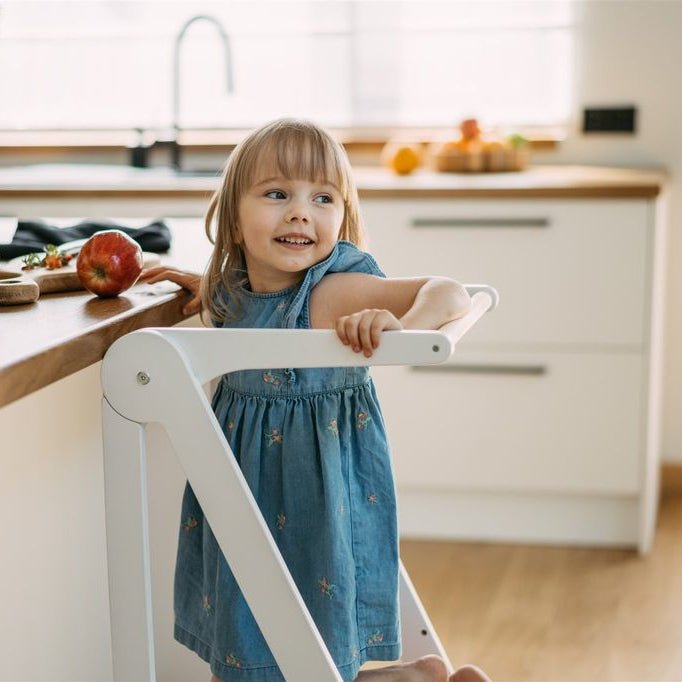 Leg&Go - Learning Towers - Foldable Learning Tower - White - Tummy Time
