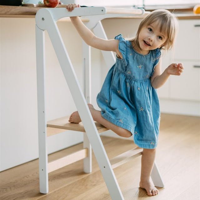 Leg&Go - Learning Towers - Foldable Learning Tower - White - Tummy Time