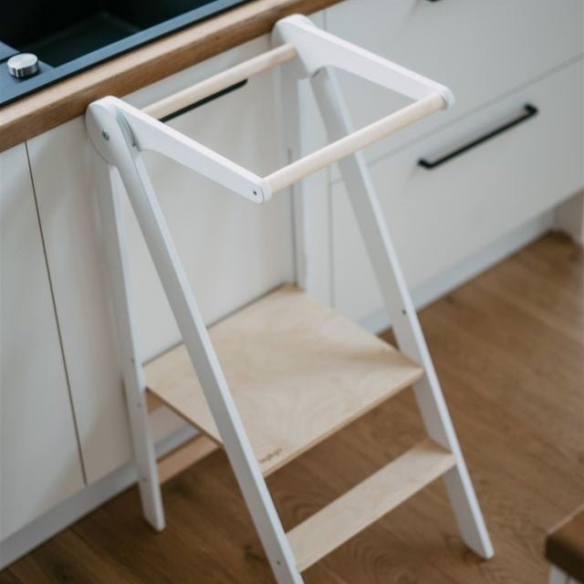 Leg&Go - Learning Towers - Foldable Learning Tower - White - Tummy Time