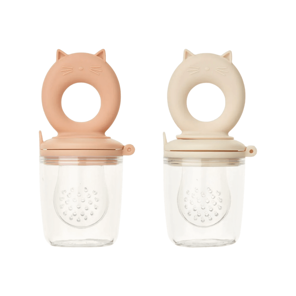 Liewood - Baby Tableware - 2 - Pack Miranda Cat Shape Food Feeder - Tuscany Rose / Apple Blossom - Tummy Time