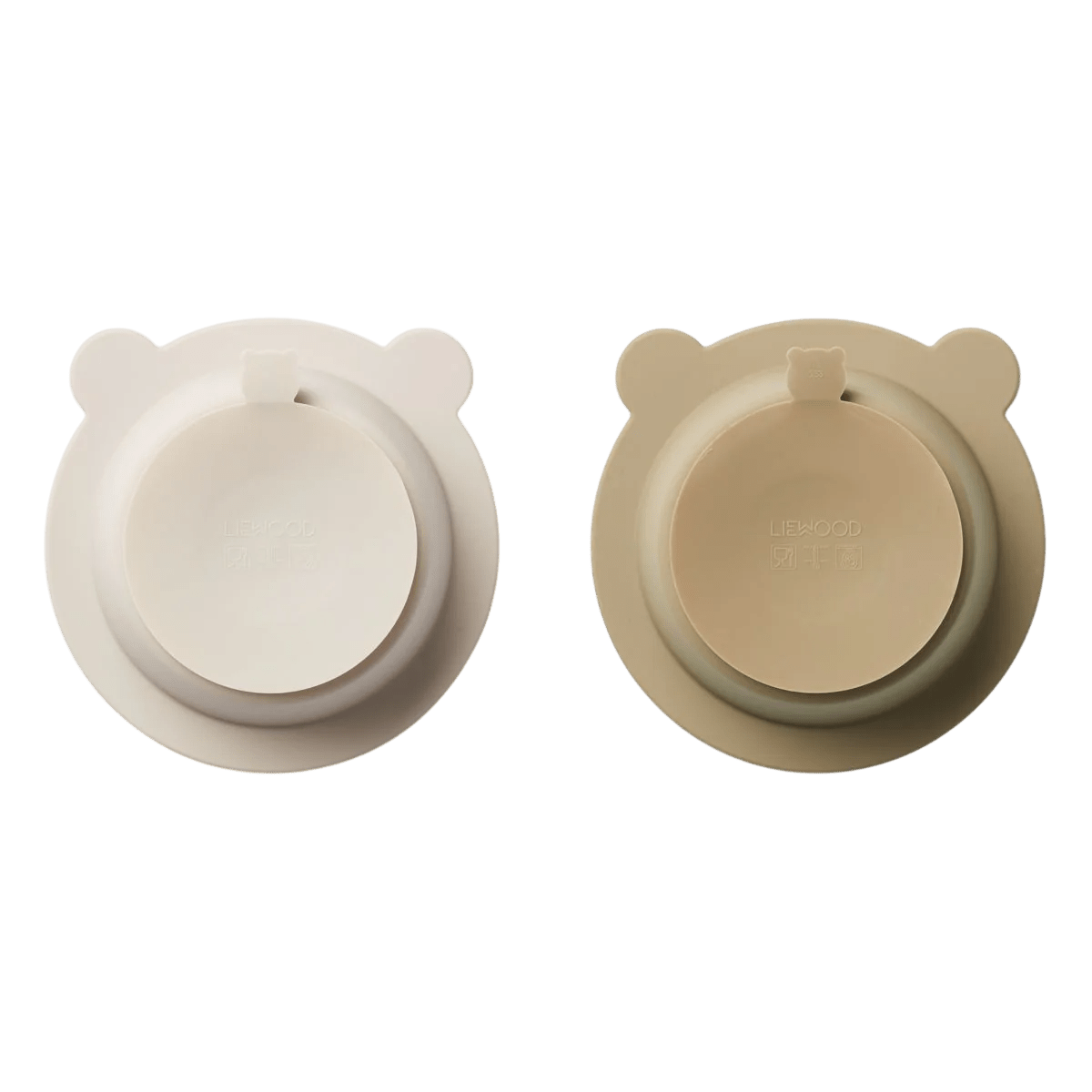 Liewood - Baby Tableware - 2 - Pack Peony Suction Bowl - Sandy / Oat - Tummy Time