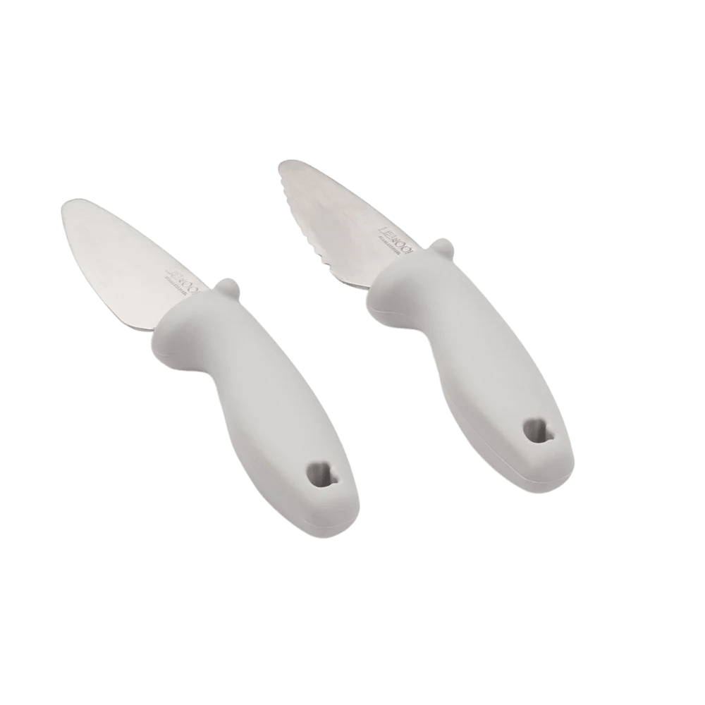 Liewood - Baby Tableware - 2 - Pack Perry Cutting Knife - Sandy - Tummy Time