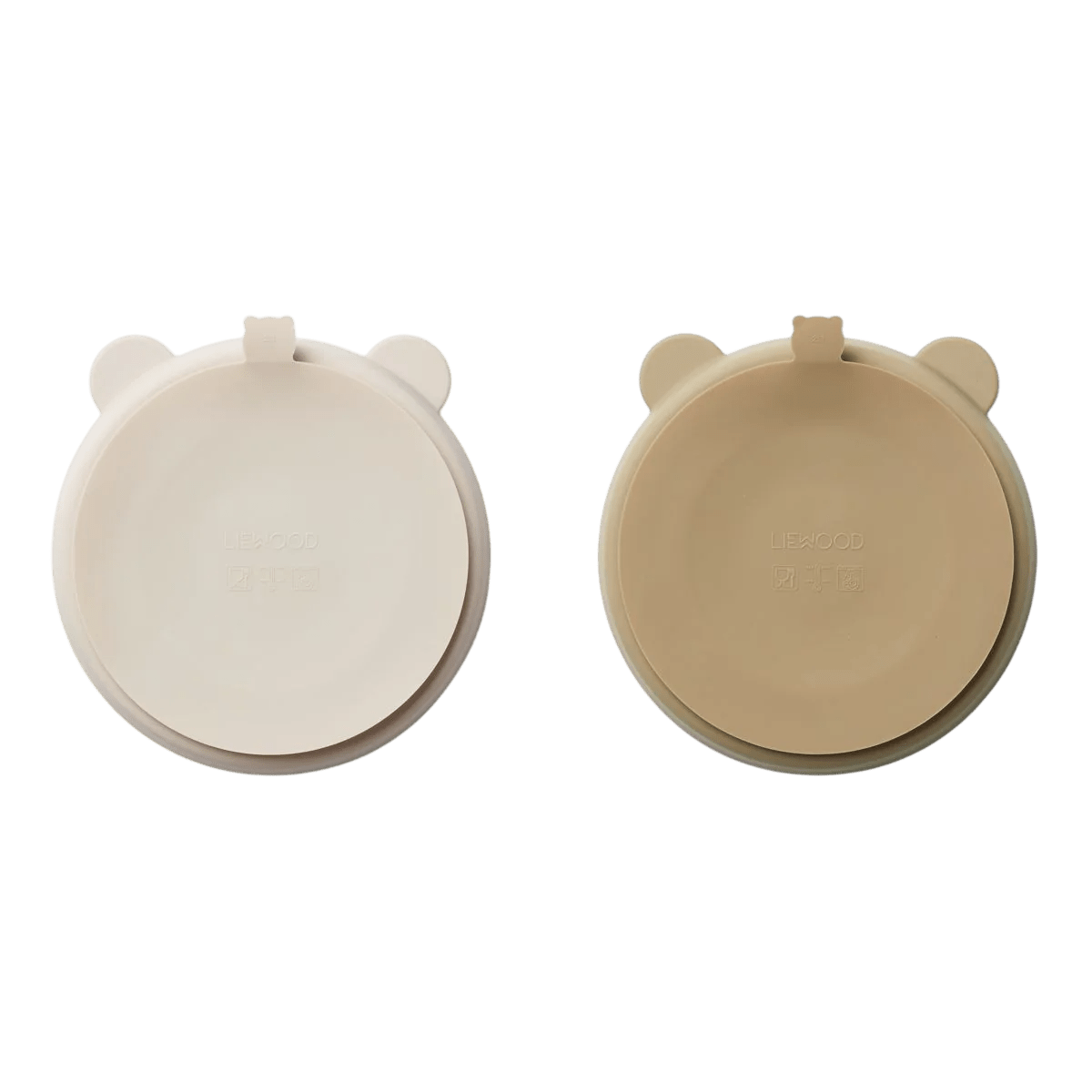 Liewood - Baby Tableware - 2 - Pack Stacy Divider Suction Plate - Sandy / Oat - Tummy Time