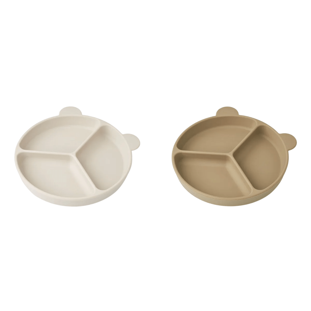Liewood - Baby Tableware - 2 - Pack Stacy Divider Suction Plate - Sandy / Oat - Tummy Time
