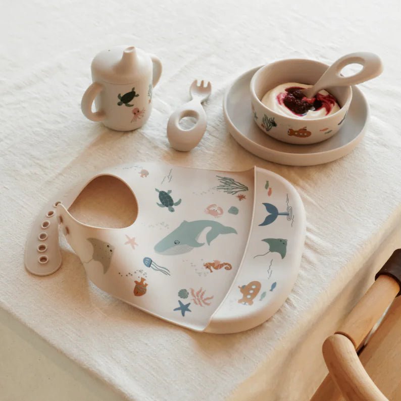 Liewood - Baby Tableware - Ryle Tableware Set - Sea Creature / Sandy - Tummy Time