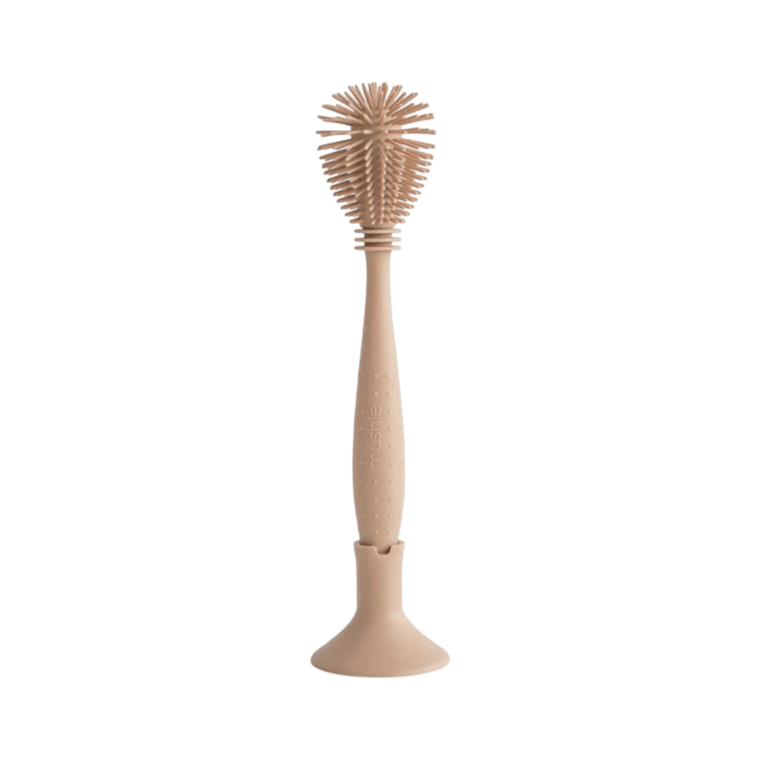 Mushie - Baby Bottles & Accessories - Silicone Baby Bottle Brush - Natural - Tummy Time