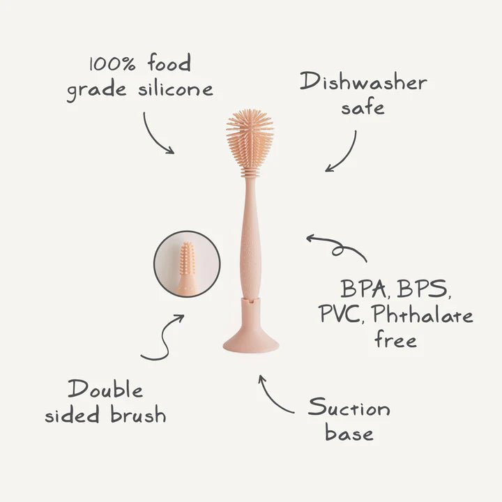 Mushie - Baby Bottles & Accessories - Silicone Baby Bottle Brush - Natural - Tummy Time