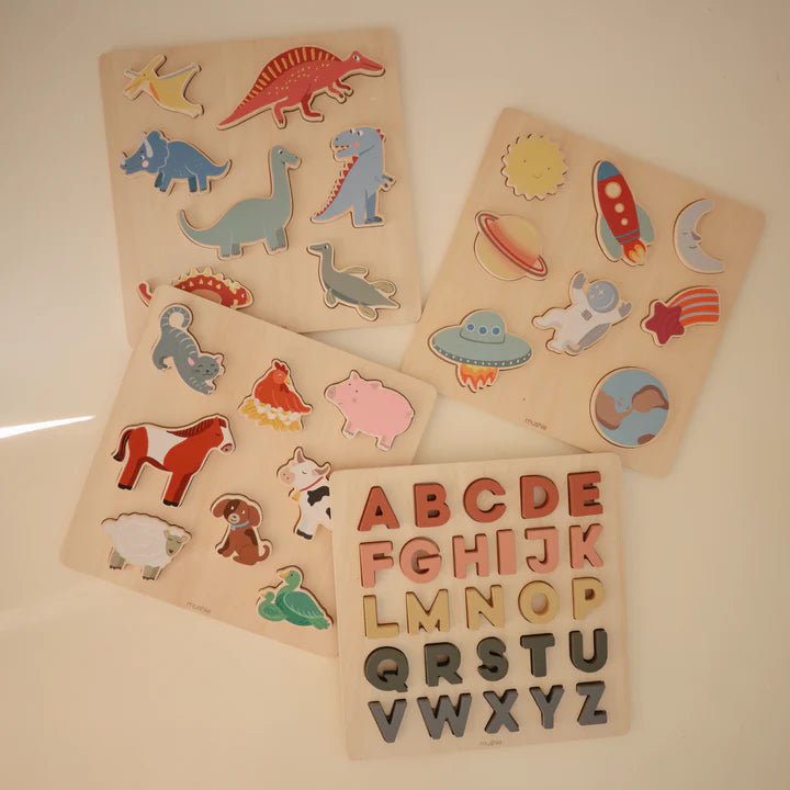 Mushie - Baby & Kids Puzzles - Wooden Puzzle - Space - Tummy Time