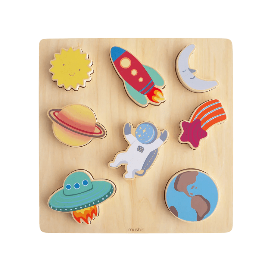 Mushie - Baby & Kids Puzzles - Wooden Puzzle - Space - Tummy Time