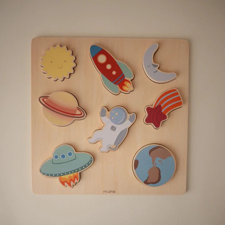 Mushie - Baby & Kids Puzzles - Wooden Puzzle - Space - Tummy Time