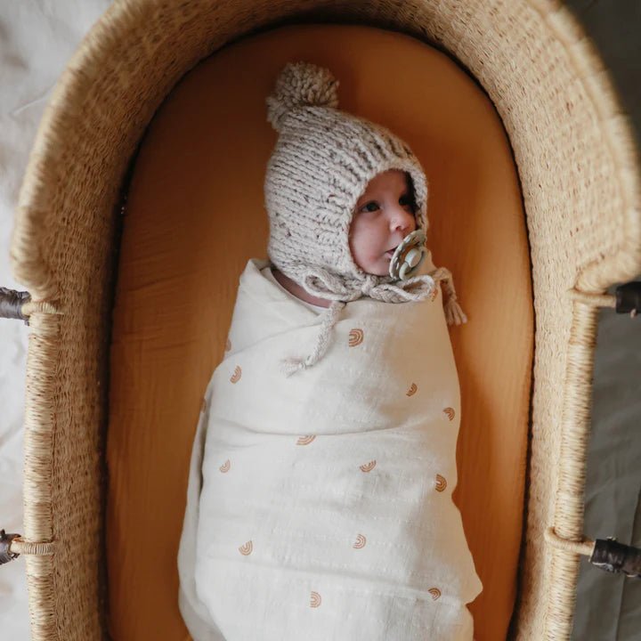 Mushie - Baby Swaddles - Organic Cotton Muslin Swaddle Blanket - Rainbow - Tummy Time