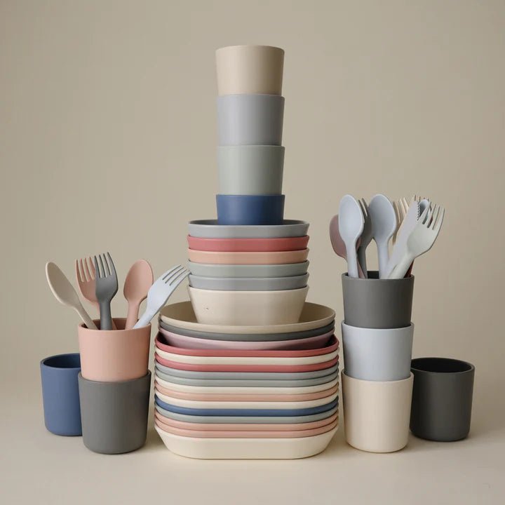 Mushie - Baby Tableware - 2 - Pack Fork & Spoon Set - Ivory - Tummy Time