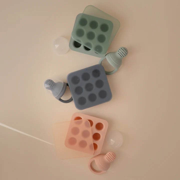 Mushie - Baby Tableware - Fresh Food Feeder Freezer Tray - Blush - Tummy Time