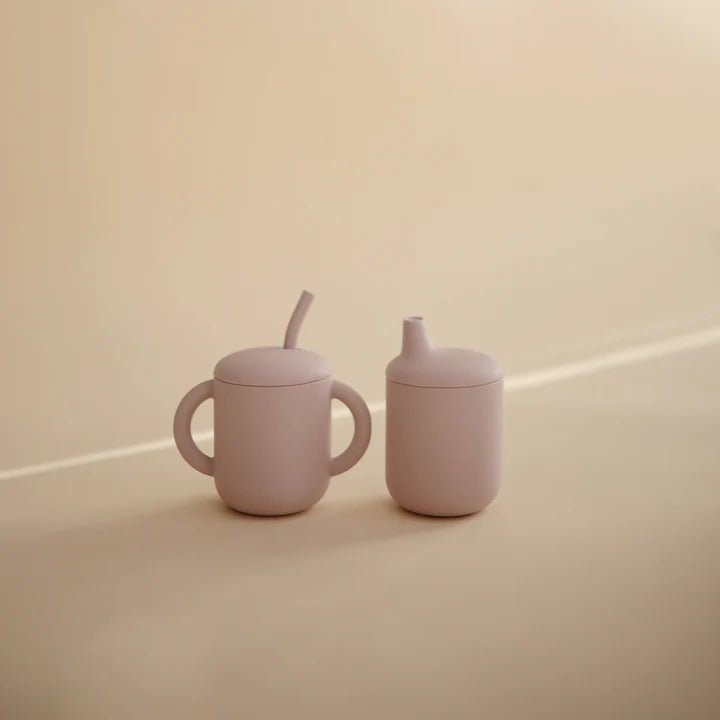 Mushie - Baby Tableware - Silicone Sippy Cup - Soft Lilac - Tummy Time