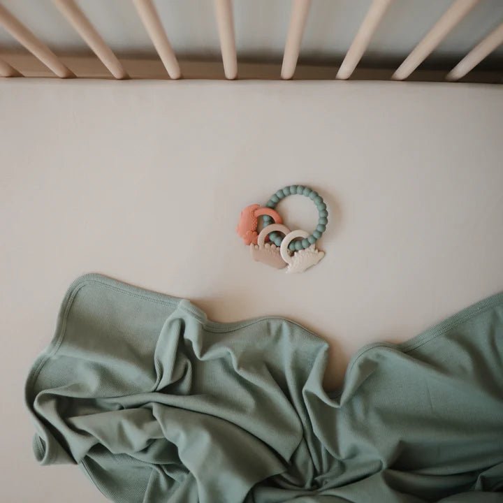 Mushie - Baby Teethers - Dino Teething Ring - Tummy Time