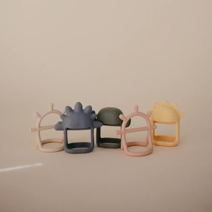 Mushie - Baby Teethers - No - Drop Dino Teether (Tradewinds) - Tummy Time