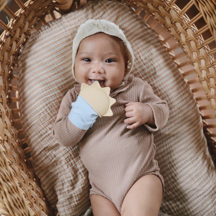 Mushie - Baby Teethers - Teething Mitten - Sun - Tummy Time