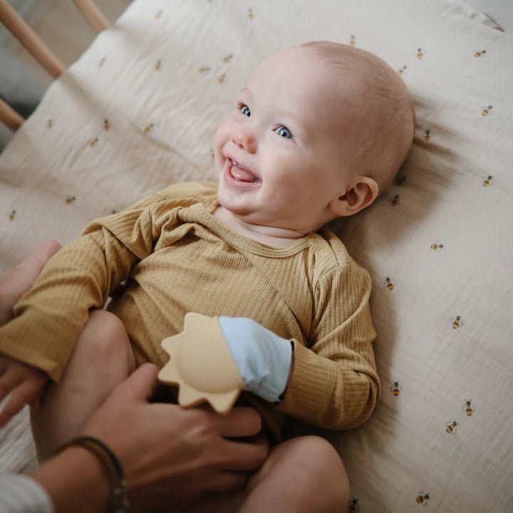 Mushie - Baby Teethers - Teething Mitten - Sun - Tummy Time