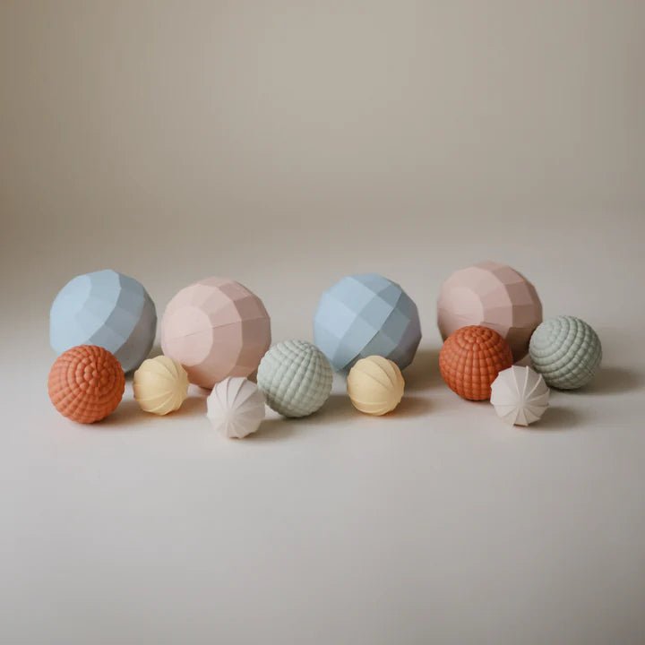 Mushie - Baby Toys & Rattles - Nesting Spheres Sensory Toy - Blush - Tummy Time
