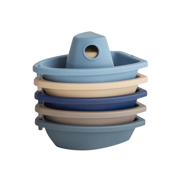 Mushie - Bath Toys - 5 - Pack Bath Boats - Ocean - Tummy Time