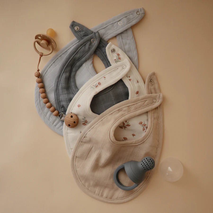 Mushie - Bibs - Muslin Bib - Blue/Tradewinds - Tummy Time