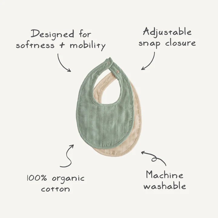 Mushie - Bibs - Muslin Bib - Blue/Tradewinds - Tummy Time