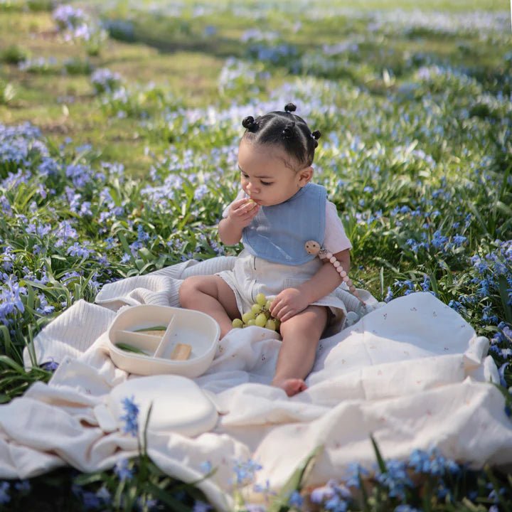 Mushie - Bibs - Muslin Bib - Blue/Tradewinds - Tummy Time