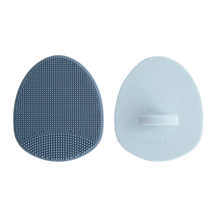 Mushie - Body & Hair Care - Cradle Cap Brushes - Tradewinds/Periwinkle - Tummy Time