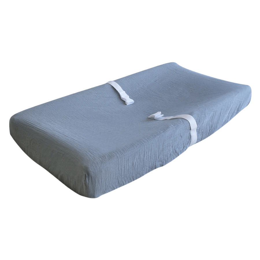 Mushie - Changing Pads & Changing Tables - Extra Soft Muslin Changing Pad Cover - Tradewinds - Tummy Time