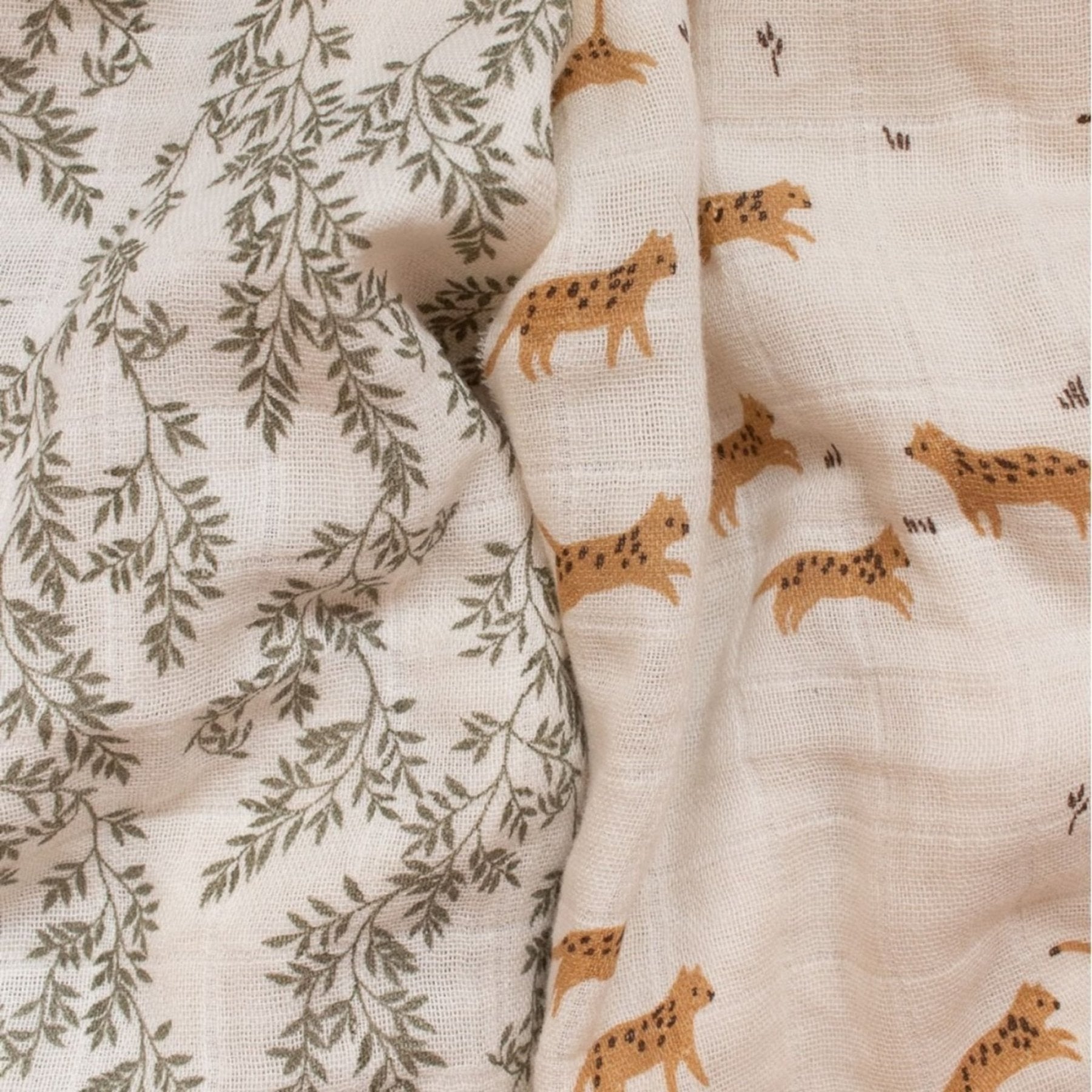 Main Sauvage - Towels & Washcloths - Muslin Swaddle Blanket - Bay Leaves - Tummy Time