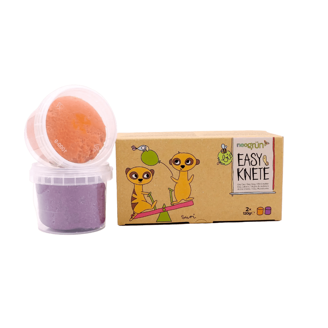 neoGRÜN - Arts & Crafts - 2 - Pack Vegan Easy Clay - Suri - Orange/Violet - Tummy Time