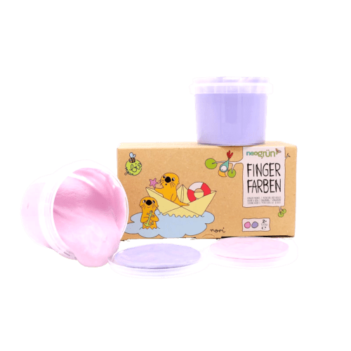 neoGRÜN - Arts & Crafts - 2 - Pack Vegan Finger Paint - Nori - Pink/Violet - Tummy Time