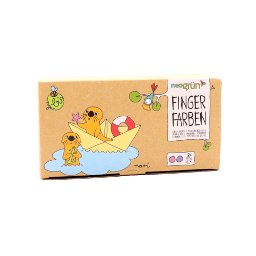 neoGRÜN - Arts & Crafts - 2 - Pack Vegan Finger Paint - Nori - Pink/Violet - Tummy Time