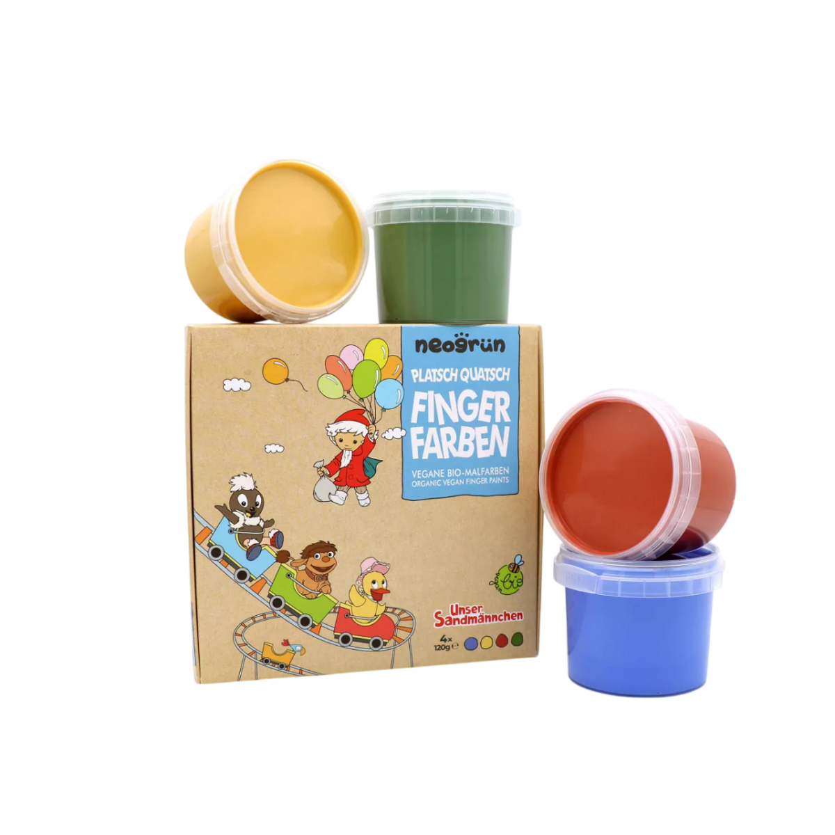 neoGRÜN - Arts & Crafts - 4 - Pack Organic Finger Paints - Platsch Quatsch - Tummy Time