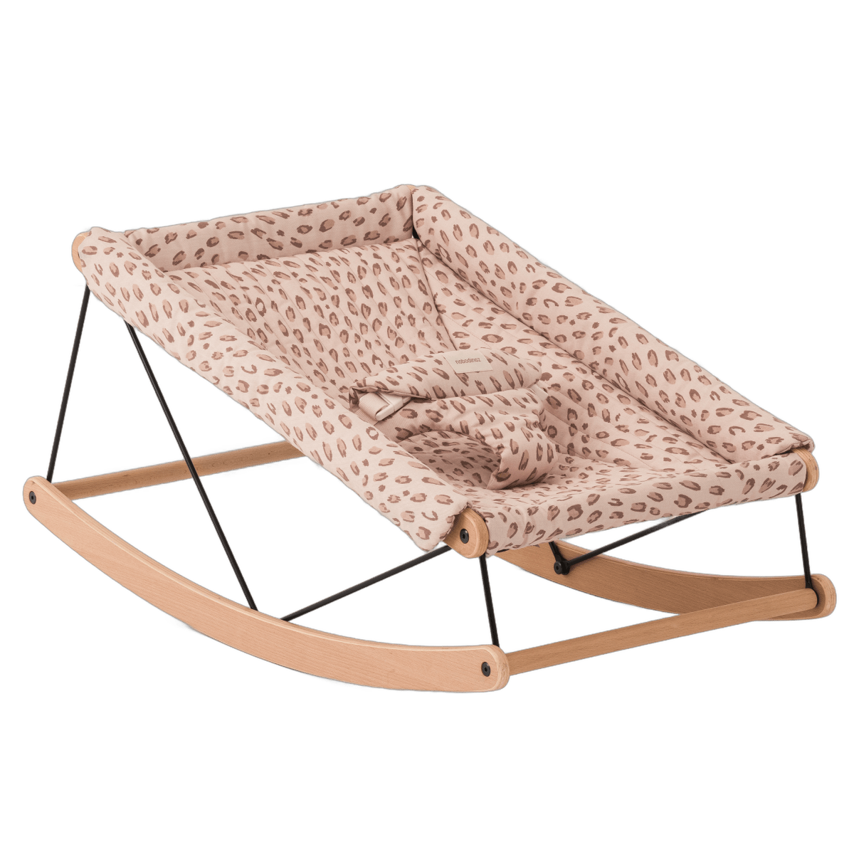 Nobodinoz Baby Bouncer Growing Green - Leonie Latte, bouncer at an angle on a plain background